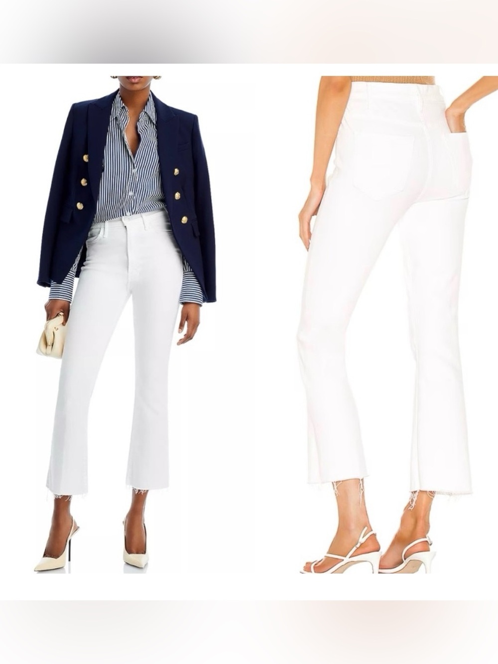 MOTHER The Hustler Ankle Fray Jeans White Size 31
